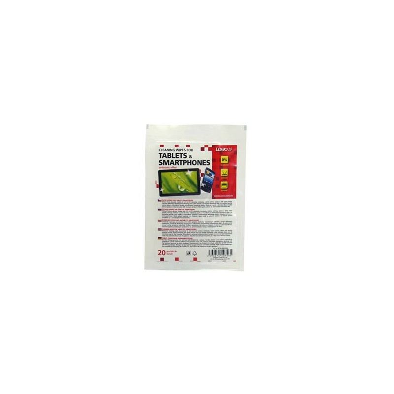 Środki czyszczące ręczniki/chusteczki, na tablet, smartphone, opakowanie zamykane, 20 szt., Logo