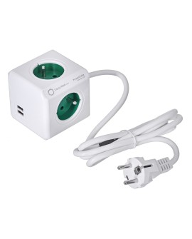 Przedłużacz allocacoc PowerCube Extended USB 2402GN/FREUPC (1,5m kolor zielony)