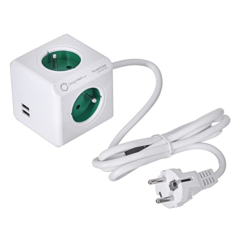 Przedłużacz allocacoc PowerCube Extended USB 2402GN/FREUPC (1,5m kolor zielony)