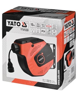 YATO PRZEDŁUŻACZ 3x1,5 ZWIJAK AUTOMATYCZNY 10M+1M