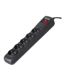 Listwa przeciwprzepięciowa Activejet 5gn/5m/cz (10A 2300W) 5m kolor czarny