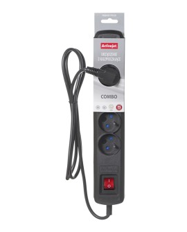 Listwa przeciwprzepięciowa Activejet 5gn/5m/cz (10A 2300W) 5m kolor czarny