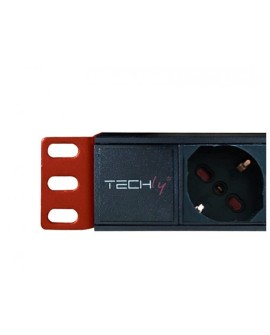 Techly I-CASE STRIP-81V2 rozdzielacz zasilania PDU 8 x gniazdo sieciowe 1U Czarny, Czerwony