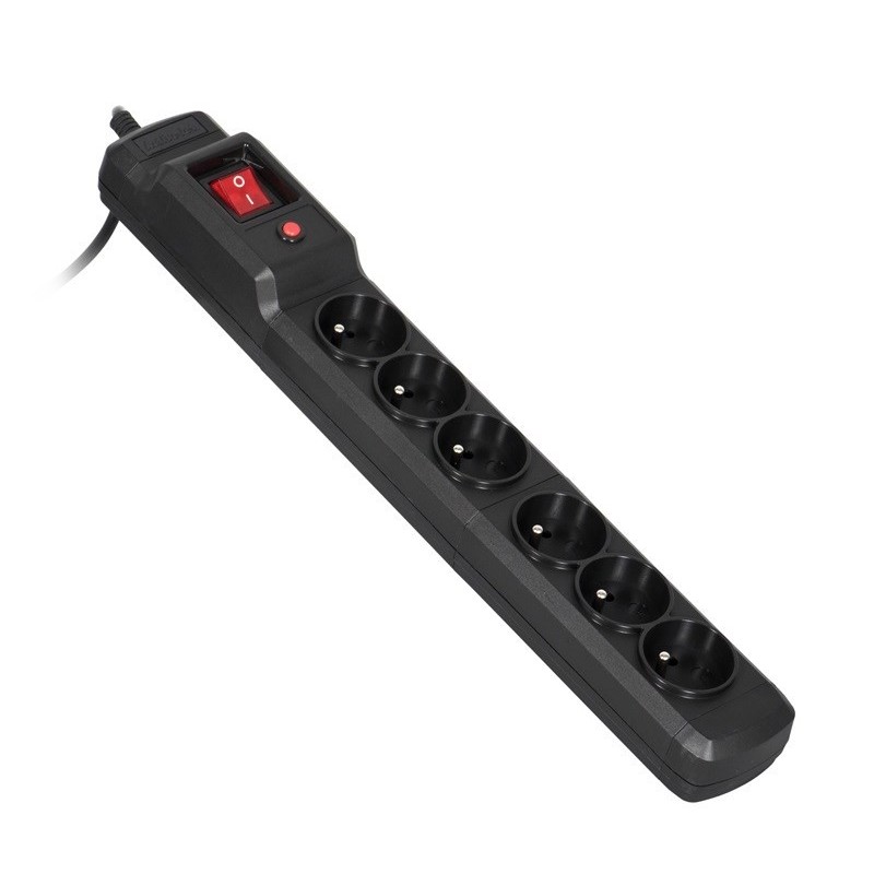 Listwa przeciwprzepięciowa Activejet COMBO 6gn/3m/cz (10A 2300W) 3m kolor czarny