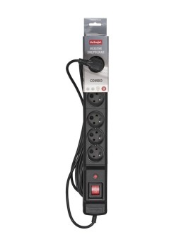 Listwa przeciwprzepięciowa Activejet COMBO 6gn/3m/cz (10A 2300W) 3m kolor czarny