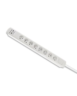 QOLTEC LISTWA ZASILAJĄCA ANTYPRZEPIĘCIOWA | 8 GNIAZD | 2 X USB | 1.8M | BIAŁA