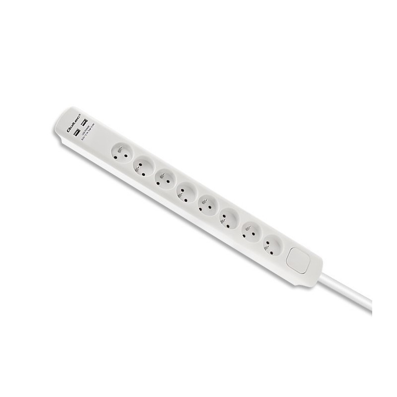 QOLTEC LISTWA ZASILAJĄCA ANTYPRZEPIĘCIOWA | 8 GNIAZD | 2 X USB | 1.8M | BIAŁA
