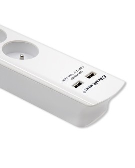 QOLTEC LISTWA ZASILAJĄCA ANTYPRZEPIĘCIOWA | 8 GNIAZD | 2 X USB | 1.8M | BIAŁA