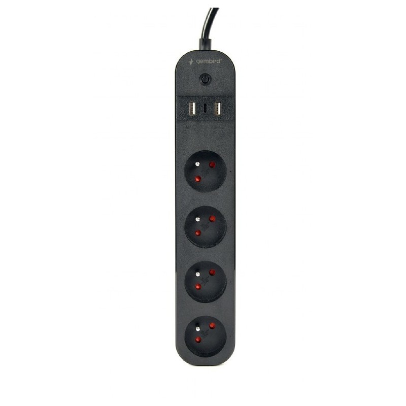 Gembird TSL-PS-F4U-01 inteligentna listwa zasilająca 4 x gniazdo sieciowe Typu F 1,5 m 3 3680 W Czarny