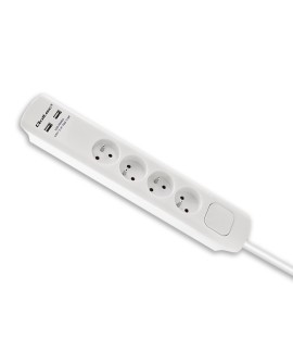 QOLTEC LISTWA ZASILAJĄCA ANTYPRZEPIĘCIOWA | 4 GNIAZDA | 2 X USB | 1.8M | BIAŁA