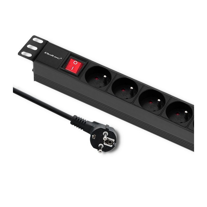 Qoltec Listwa zasilająca PDU do RACK 19'' | 1U | 16A | 8xFRENCH | 2m