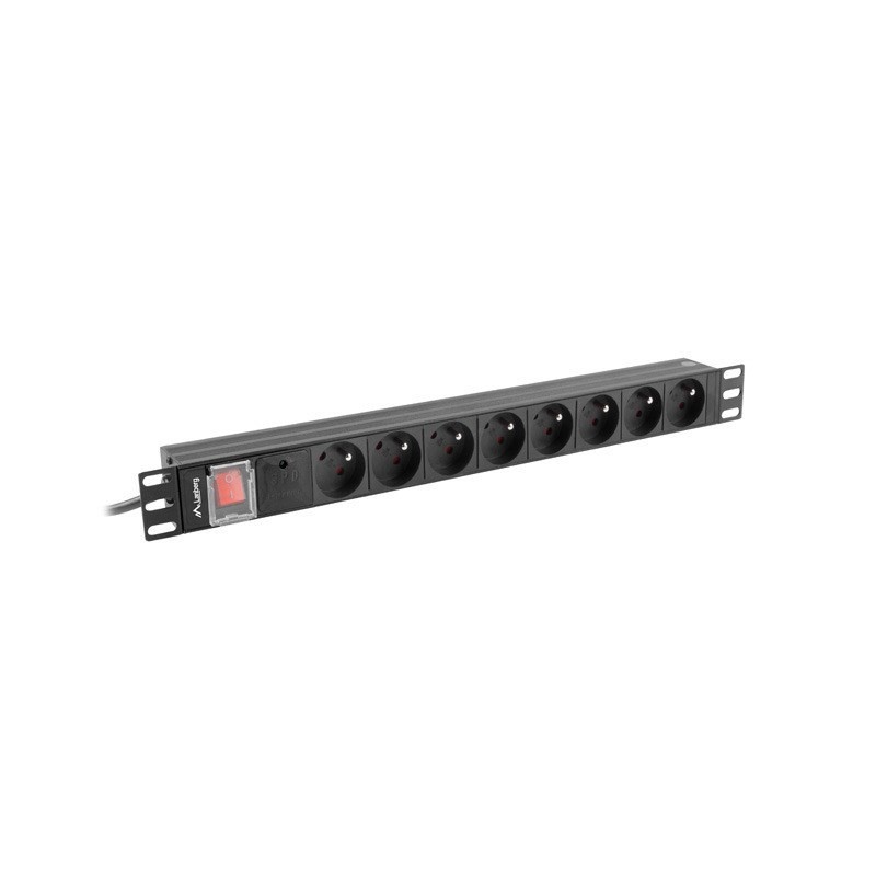 LANBERG LISTWA ZASILAJĄCA RACK PDU 19" (1U, 16A, 8X 230V PL, 2M, CZARNA) PDU-08E-0200-BK