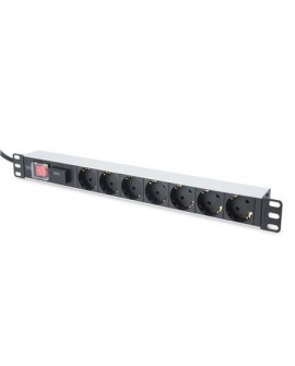 Listwa zasilająca PDU 19" Rack, 7x schuko, 2.0m, 1x wtyk unischuko, 16A, wł./wył., zab. przepięciowe