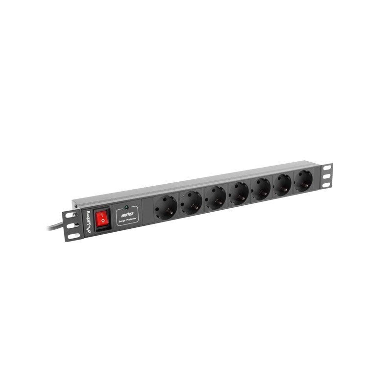 Listwa RACK, zasilająca Lanberg PDU-07F-0200-IEC-BK (7 x UTE 10 A 2m kolor czarny)