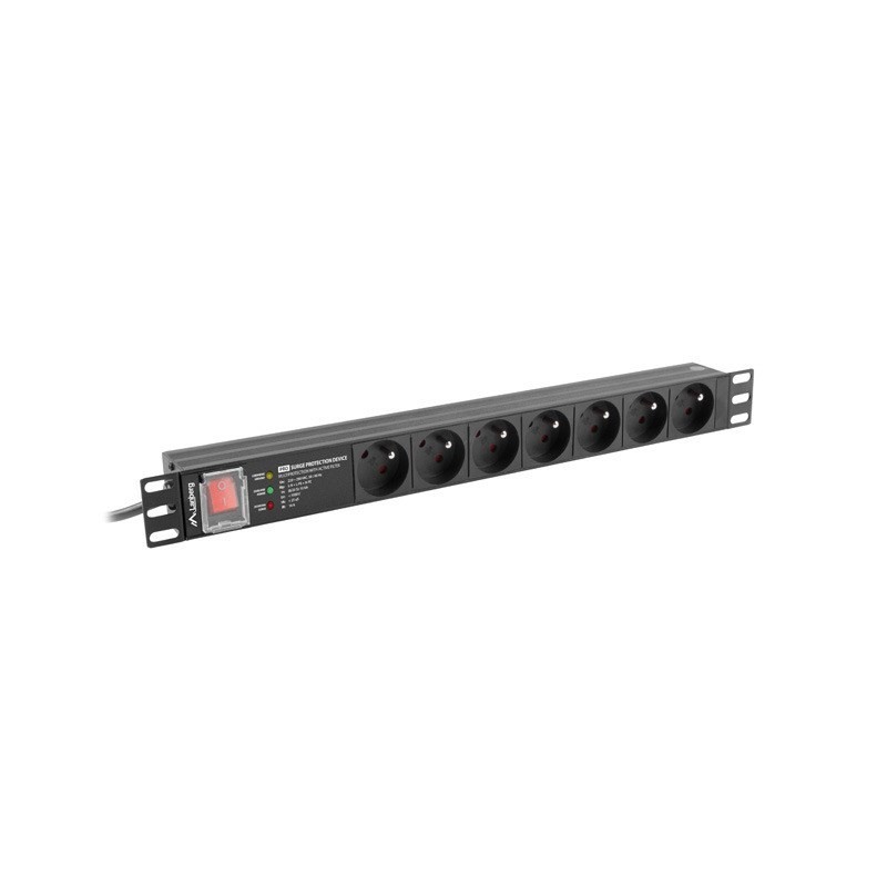 LANBERG LISTWA ZASILAJĄCA RACK PDU PRO 19" (1U, 16A, 7X 230V PL, 2M, CZARNA) PDU-PRO-07E-0200-BK