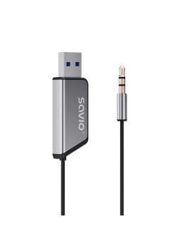 SAVIO TRANSMITER AUX, USB, BLUETOOTH 5.3, FUNKCJA ZESTAWU GŁOŚNOMÓWIĄCEGO, TR-16