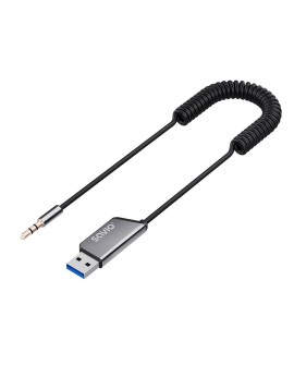 SAVIO TRANSMITER AUX, USB, BLUETOOTH 5.3, FUNKCJA ZESTAWU GŁOŚNOMÓWIĄCEGO, TR-16