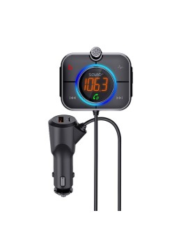 SAVIO TR-14 TRANSMITER SAMOCHODOWY FM Z BLUETOOTH I ŁADOWARKĄ,QUICK CHARGE 3.0 I POWER DELIVERY, RED. SZUMÓW
