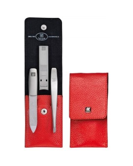 Zestaw do manicure ZWILLING 97119-002-0 Twinox – czerwone, skórzane etui, 3 elementy
