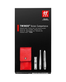 Zestaw do manicure ZWILLING 97119-002-0 Twinox – czerwone, skórzane etui, 3 elementy