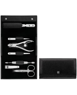 Zestaw podróżny Zwilling Classic Inox – skórzane etui, 7 elementów - Czarny