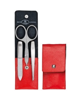 Zestaw do manicure ZWILLING 97091-002-0 Twinox – czerwone, skórzane etui, 3 elementy