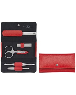 Zestaw podróżny do manicure ZWILLING 97092-002-0 Twinox – czerwone, skórzane etui, 5 elementów