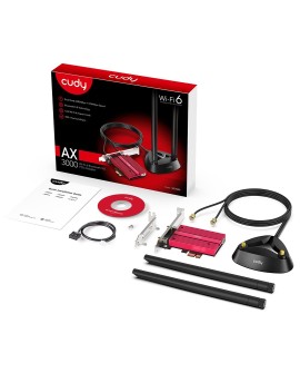 Karta sieciowa CUDY WE4000 AX5400 Wi-Fi 6/6E BT 5.2 Intel AX210NGW Radiator PCIe + Antena na kablu