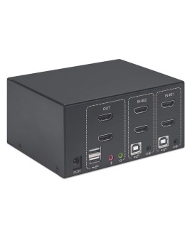 MANHATTAN PRZEŁĄCZNIK KVM HDMI/USB 2X1 DUAL-MONITO