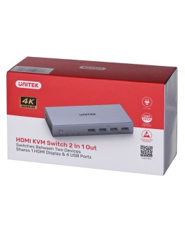 UNITEK PRZEŁĄCZNIK KVM 4K HDMI 2.0,2-IN,1-OUT +USB