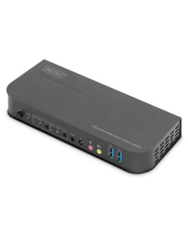 Przełącznik KVM, 2 portowy, 4K 60Hz, 2xDisplayPort IN, 1xDP/HDMI OUT, 2xUSB, 2xAudio IN&OUT