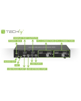 TECHLY PRZEŁĄCZNIK KVM DISPLAYPORT/USB 2X1 DUAL HE