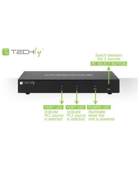 TECHLY PRZEŁĄCZNIK KVM DISPLAYPORT/USB 2X1 DUAL HE