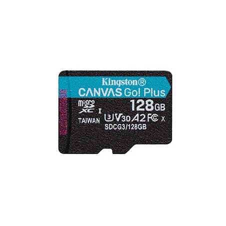 Kingston karta pamięci Canvas Go! Plus, 128GB, micro SDXC, SDCG3/128GBSP, UHS-I U3, A2, V30