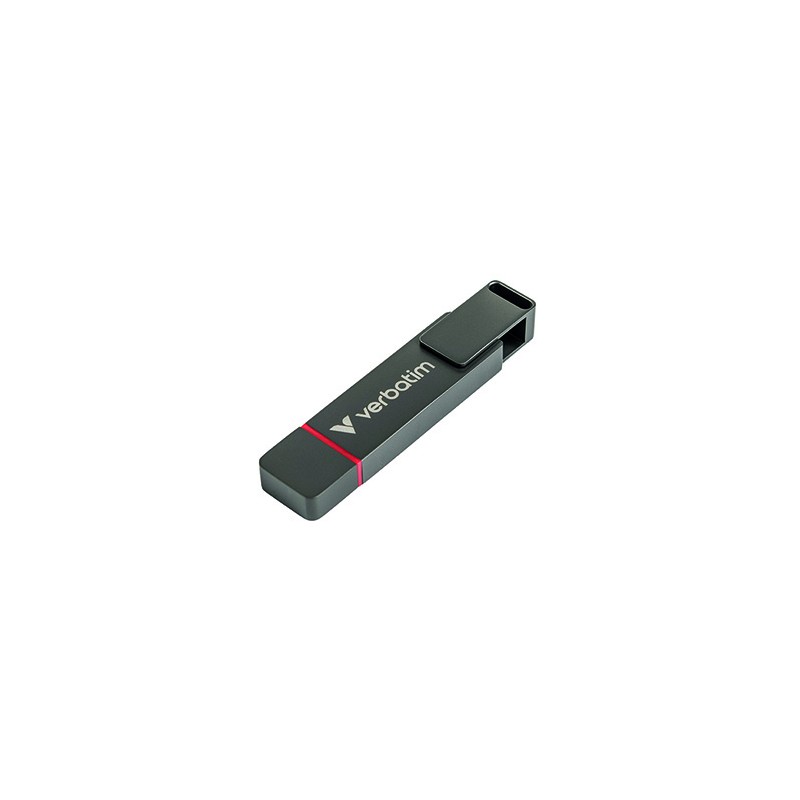 Verbatim USB flash disk, USB C a USB 3.2 Gen 1, 512GB, Dual QuickStick, szary, 32042, USB C, z oczkiem na brelok, EOL