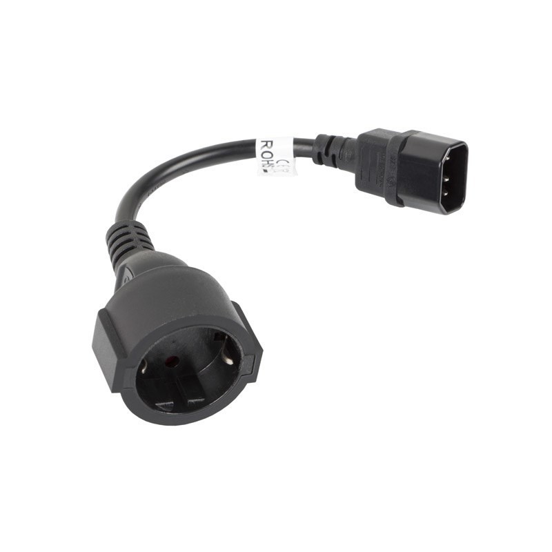 LANBERG PRZEDŁUŻACZ KABLA ZASILAJĄCEGO IEC 320 C14 - SCHUKO(F), 20CM