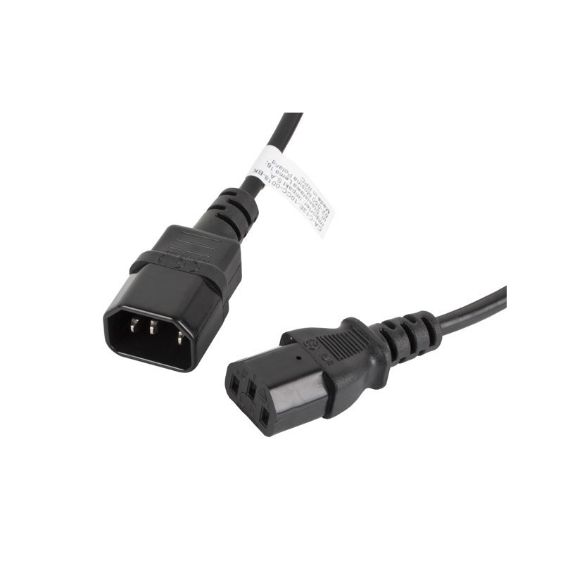 Kabel Lanberg CA-C13E-10CC-0018-BK (C14 / IEC C14 / IEC 320 C14 M - C13 F 1,8m kolor czarny)