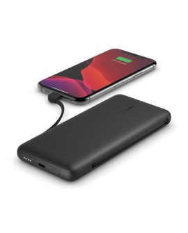 Powerbank Belkin BOOSTCHARGE Plus 10K USB-C Power Bank with Integrated Cables Lightning and USB-C 10000mAh 18W Black