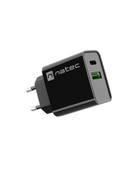 NATEC ŁADOWARKA SIECIOWA RIBERA USB-A + USB-C 20W POWER DELIVERY CZARNA NUC-2062