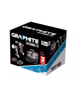 Zestaw narzędzi akumulatorowych Graphite wiertarko-wkrętarka, latarka, torba, akumulator Energy+ 18V i ładowarka