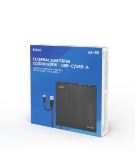 SAVIO NAGRYWARKA ZEWNĘTRZNA TYPU SLIM CD/DVD R/RW - USB C/USB-A, AK-59