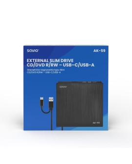 SAVIO NAGRYWARKA ZEWNĘTRZNA TYPU SLIM CD/DVD R/RW - USB C/USB-A, AK-59