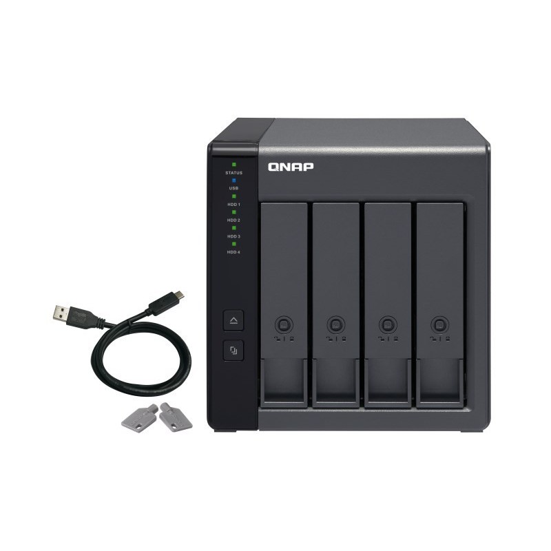 Qnap TR-004 Expansion unit ,Tower, 4x 3.5" SATA HDD, USB 3.0 type-C hardware RAID external enclosure (USB-C to USB-A cable