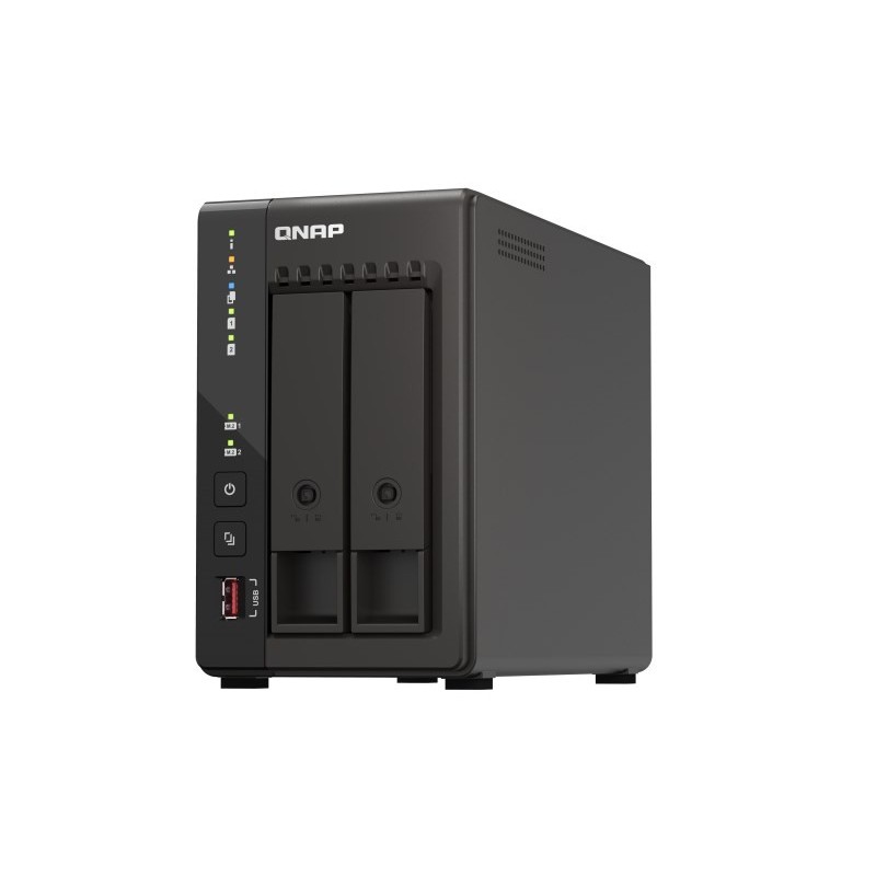 Qnap TS-253E-8G, Tower, 2 x 2.5"/3.5" SATA, Intel Celeron J6412 4C/4T, 8 GB DDR4 onboard not expandable, 2 x 2.5GbE, External