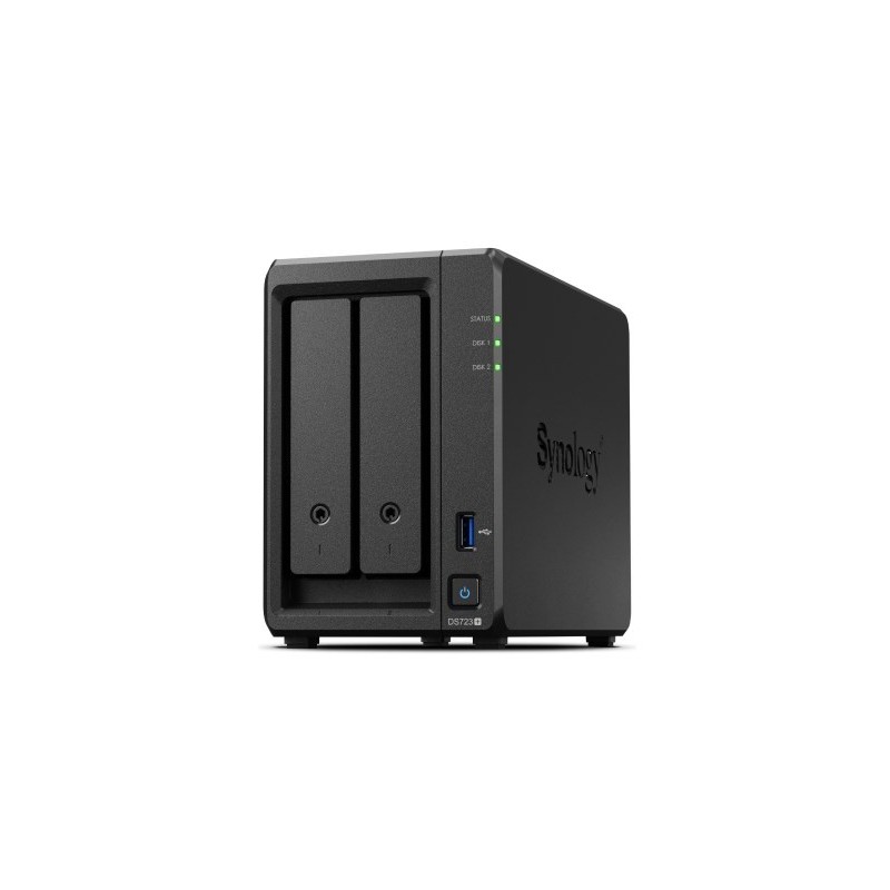 NAS Synology DS723+ Tower 2x (3.5" SATA HDD) AMD Ryzen R1600 ,2GB DDR4 ECC (max. 32GB), 2x 1GbE RJ-45