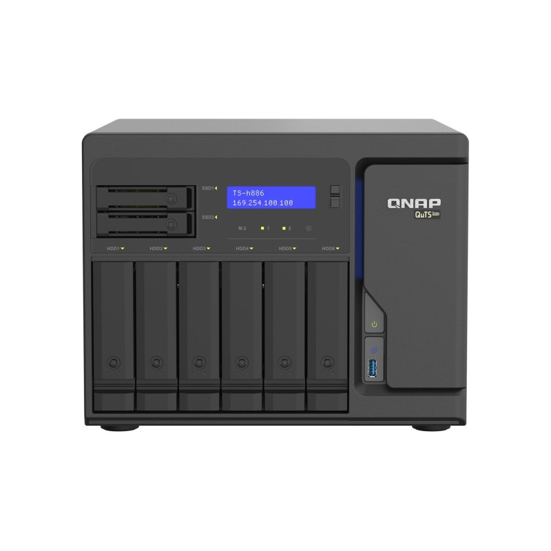 Qnap TS-h886-D1602-8G, Tower, 6 x 3.5"/2.5" SATA + 2 x 2.5" SATA, Intel Xeon Processor D-1602 2C/4T, 8 GB ECC RAM (Max. 128GB),
