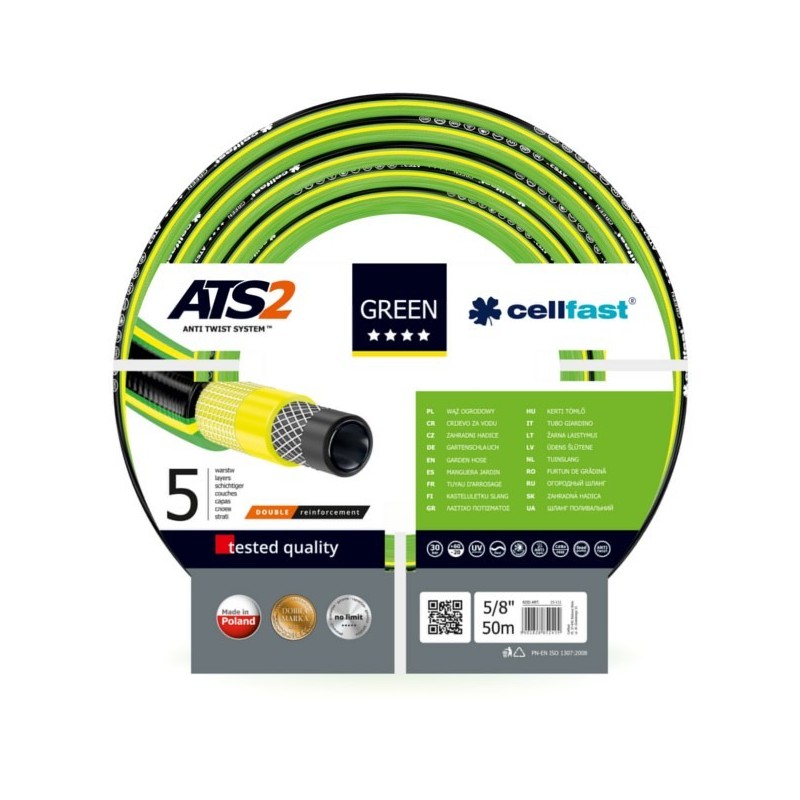 CELLFAST WĄŻ OGRODOWY GREEN ATS2 ROZMIAR: 5/8" DŁUGOŚĆ: 50m