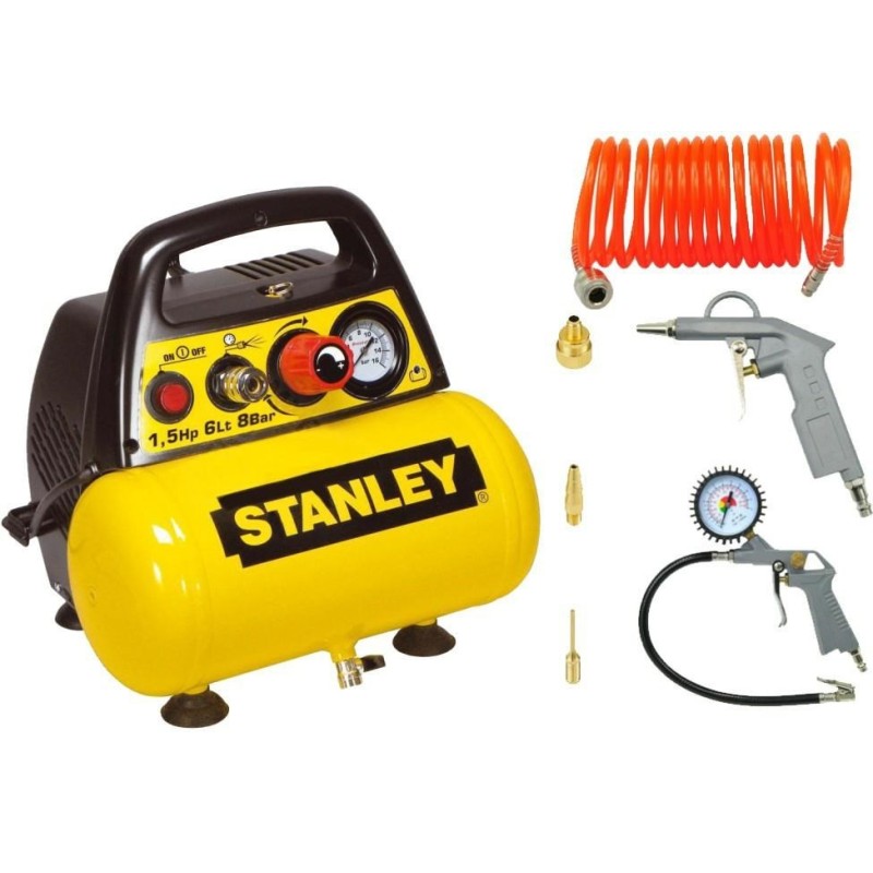 Kompresor bezolejowy 6L+Zestaw pneumatyczny STANLEY