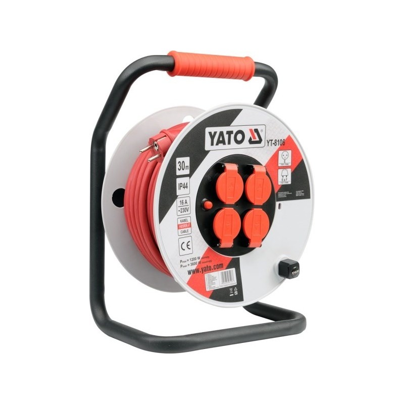 Yato YT-8108 rozgałęziacz 50 m 4 x gniazdo sieciowe Wewnątrz/Na wolnym powietrzu Czarny, Czerwony, Biały