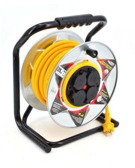 AW PRZEDŁUŻACZ BĘBEN METAL 40m 3x1,5mm ...ŻÓŁTY HEAVY DUTY 16A / 3680W / IP44